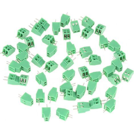 2.54mm pitch terminal block connector, green screw block, high quality, 50 pieces/set for PCB wiring replacement (1/5)