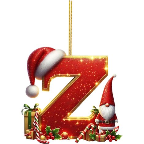 26 adornos de letras para árbol de Navidad, adornos colgantes con forma de letra para decoración navideña (Z) (1/5)