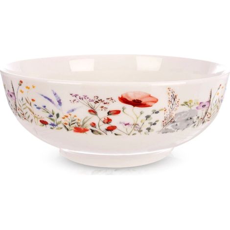 Porcelain Salad Bowl, 20.5 cm, 1.6 L, White Wildflower (1/5)