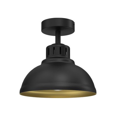 Plafoniera industriale nera oro Sven E27 Luminex 1 luce
