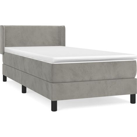 Maison Exclusive - Cama box spring con colchón terciopelo gris cl (1/5)