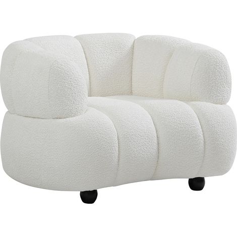 Fauteuil en tissu bouclette blanc cassé COLIANI (1/5)
