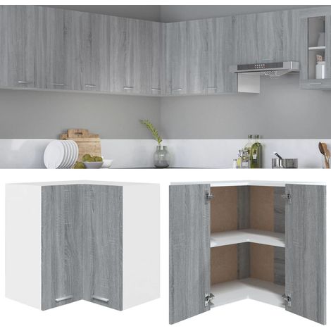Armoire d'angle suspendue "Lyon"-Meuble de rangement murale Gris Sonoma 57 x 57 x 60 cm Bois d'ingénierie 968852 (1/5)