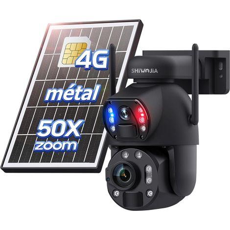 Caméra Solaire en Métal avec Carte Sim, Camera Extérieure sans Fil, Détection de Personne Inclinable IP66 (1/5)