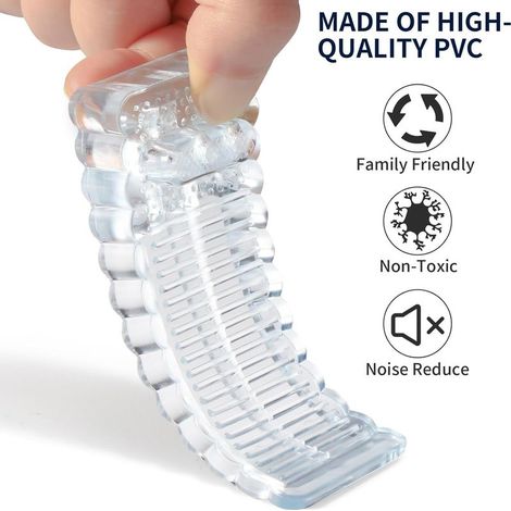 Arrêts de porte 6 pièces en PVC, cale réglable en hauteur et empilable, bloque-porte transparent. (1/4)
