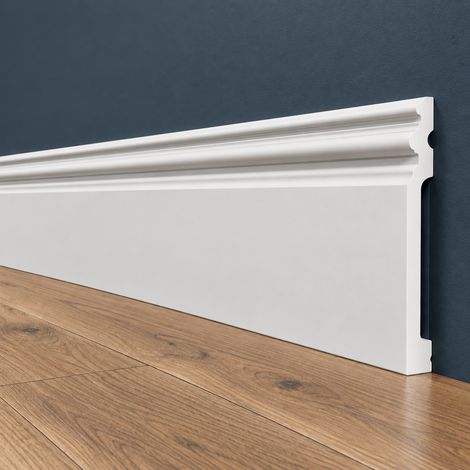 pacco da 100ML di Battiscopa RESISTO in polimeri extracompatti mod. ARISTOCRATICO Bianco mis. 200x15mm