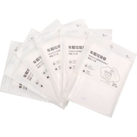 Lot de 30 sacs poubelle jetables à usage unique, type adhésif, à suspendre, pour voiture, maison ou bureau. (1/5)