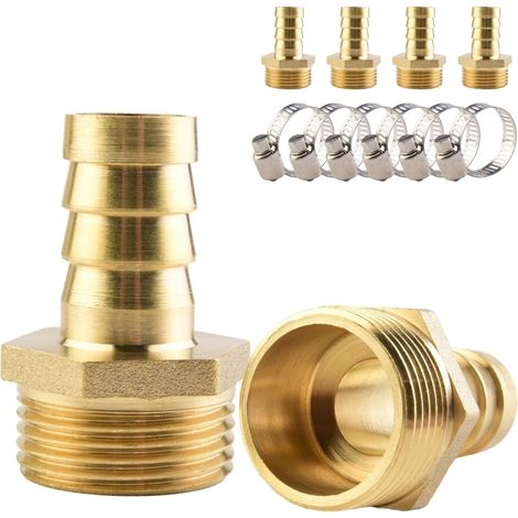 Raccord De Tuyau - Laiton - Filetage Mâle 3/4 Pouces - Diamètre 16 mm - Pour Eau Air Carburant - 6 Pièces