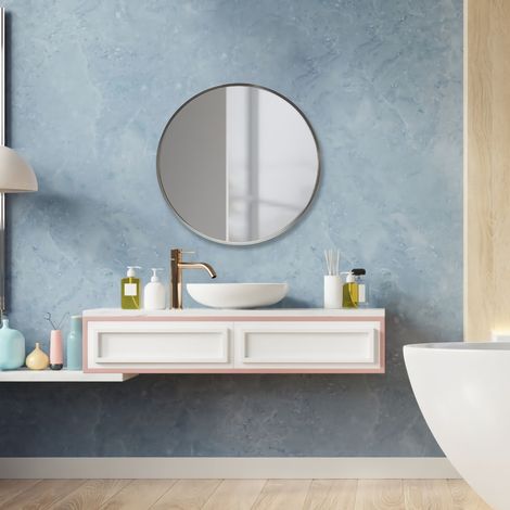 Miroir mural Modugno rond diamètre 50 cm argenté [en.casa] (1/5)