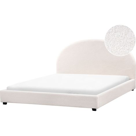 Bett mit Lattenrost Bouclé VAUCLUSE 180 x 200 cm Cremeweiß