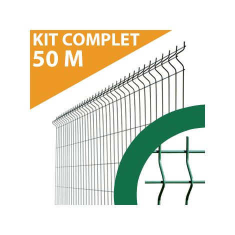 Kit Grillage Rigide Vert 50M - JARDIMALIN - Fil 4mm - 1,23 mètre