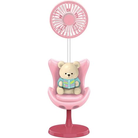 Ventilateur de bureau/canapé ours rose (motif panda), trois vitesses, rechargeable par USB. (1/5)