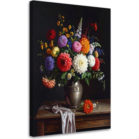 Wandbild Bunter Blumenstrauß in einer Vase 60x90 cm (1/5)