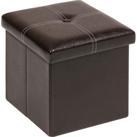 Boîte 30x30 Tabouret Pliant Pouf Enfant Chevet de Lit Limite de Poids 150kg Coffre de Rangement IntéRieur Poufs et Repose Pieds Marron (1/5)