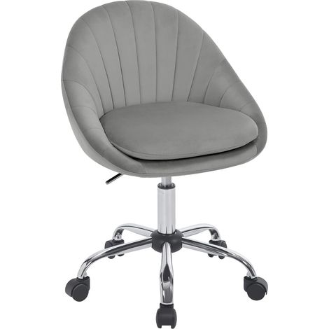Chaise Bureau WOLTU, Chaise Coiffeuse en Velours, Chaise Pivotante Réglable en Hauteur, Gris Clair (1/5)