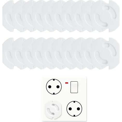 Lot de 20 sécurités enfants pour prises et multiprises, avec mécanisme rotatif, verrouillage de sécurité pour bébés et enfants (tourner) (1/5)
