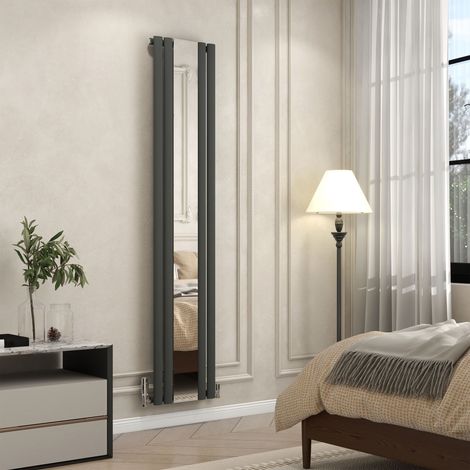 1800x380mm Vertical Radiator Single Oval Column Central Heating Radiator With Mirror Anthracite (1/5)