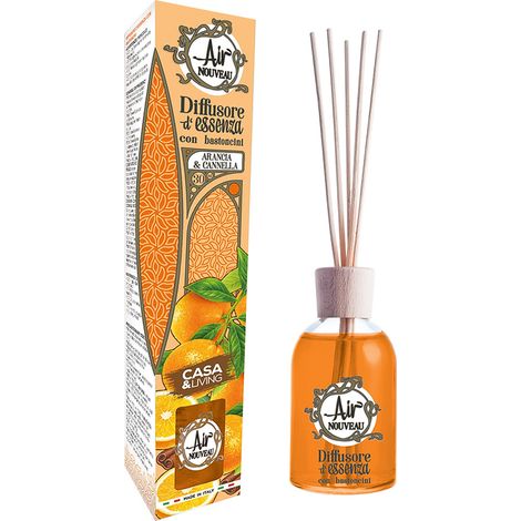 DIFFUSORE DI ESSENZA CON BACCHETTE  ml 100 - arancia e cannella  - BricoGo