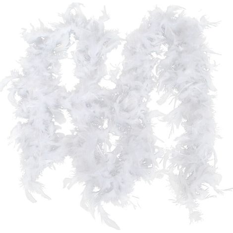 Árbol de Navidad Eosnow de 2 metros con plumas blancas, cintas navideñas, decoraciones de corona festiva, blanco