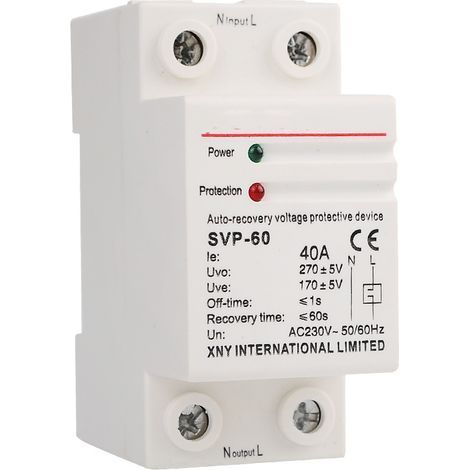 1 pièce 40A 220V rail récupération automatique reconnexion dispositif de protection contre les surtensions et les sous tensions relais de protection(40A) (1/5)