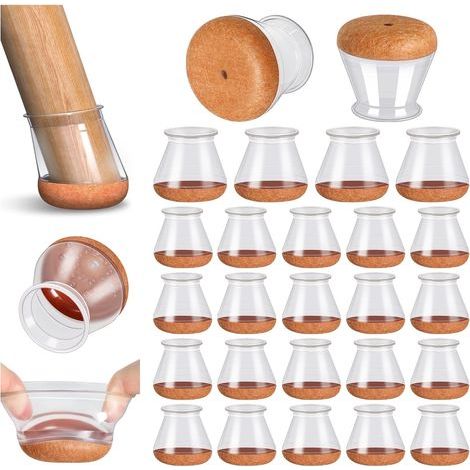 Lot de 24 protège-pieds de chaise, embouts en silicone pour sols durs, patins glisseurs pour meubles avec feutre intégré – Taille moyenne (convient à 1,93–3,00 cm) (1/4)