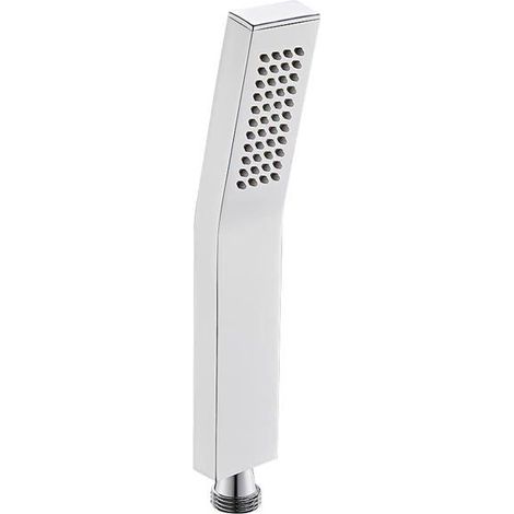 BelleRise - Pommeau de douche carré en laiton, un seul jet, corps en laiton pur, surface chromée incurvée et massive. (1/5)