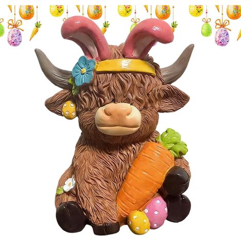 Statue de vache, statue d'animal en résine, décorations de Pâques, (1/5)