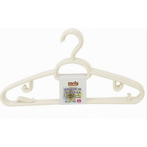 TRADE SHOP - Set 5 Pz Grucce In Plastica Stampelle Appendiabito Pantaloni Giacche Beige 79326 - (1/2)