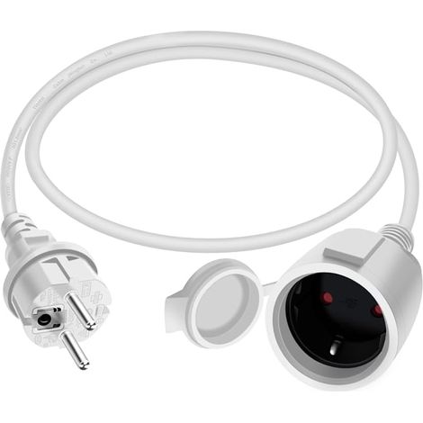 Schuko Electric Extension Cable 16A 250V Short Schuko Extension Cable with Waterproof Rubber, 2 AC Socket for Outdoor or Indoor Use (White, 3 m) (1/5)