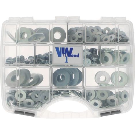 Coffret w 54 rondelles lu acier zingué blanc- 824 pc mm