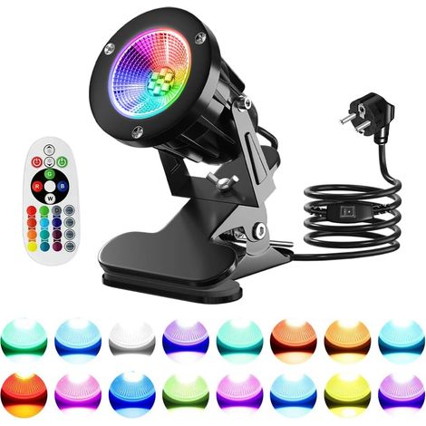 Spot LED à Pince, 15 Lumières RGB + Blanc Chaud, 6W avec Télécommande (1/5)