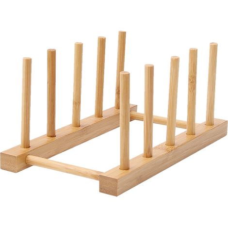 Dish Drain Rack - Bamboo Kitchen Drying Rack For Plates Cups And Tableware - Natural Material Non Slip Base - 1 Piece (1/3)