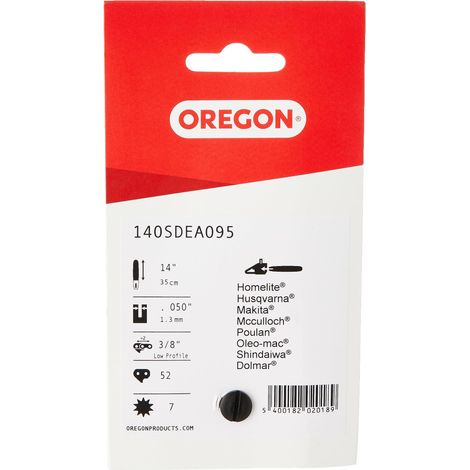 Oregon Barra di Guida per Motosega con Lama Reversibile da 14" (35 cm) Supporto Motore A095, Passo a Basso Profilo da 3/8", Calibro 1,3 mm, Compatibile con Motoseghe Husqvarna e altro