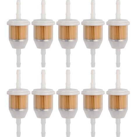 Filtre à essence inline - Lot de 10 pièces - 6 mm × 8 mm - Compatible avec les raccords de 1/4" et 5/16" - Pour tondeuses et petits moteurs (1/4)