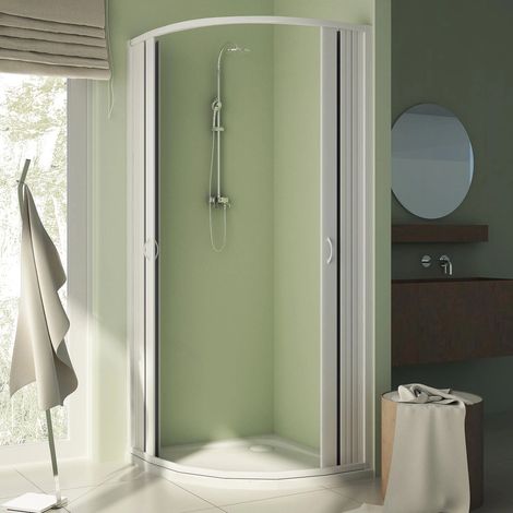 Box Doccia Semicircolare Tondo a Soffietto Angolo 70 75 80 90 in PVC Cabina - Misura Semicircolare 75x75 (1/5)