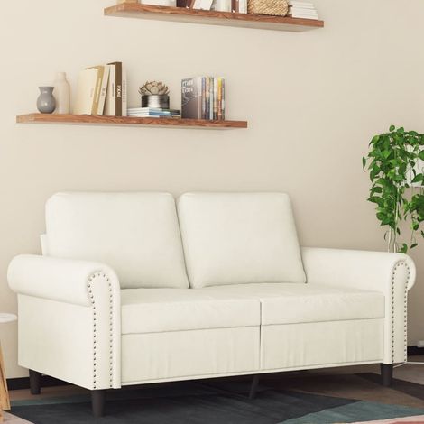vidaXL Canapé à 2 places Crème 120 cm Velours
