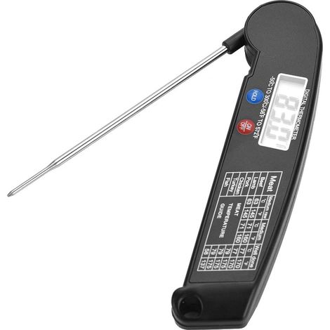 Thermometer to Meat Digital with Probe Foldable, Display LCD, Reading Instant of -58 to 572 °F for the Kitchen, Barbecue, Grill, Meat, Candies (BLACK) (1/5)