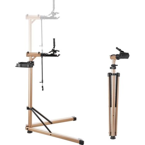Pied d'Atelier Vélo Pliable Support de Réparation Hauteur Réglable 1025-1510 mm Rotation 360° Charge 49,9 kg CS-XL-01 (1/5)