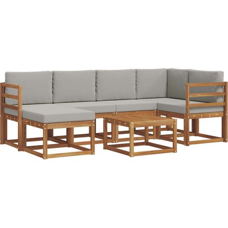 Conjunto de sofás de exterior 7 pcs Gris Natural y Claro vidaXL (1/5)