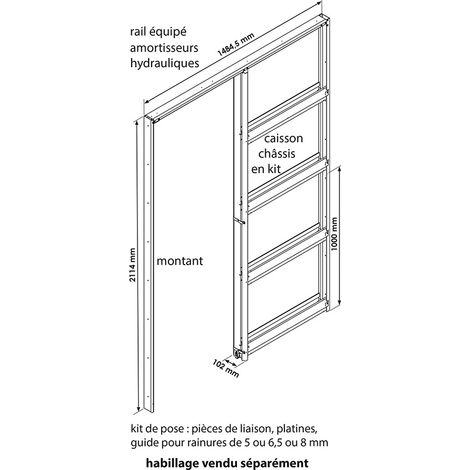 KIT GALANDAGE AVEC AMORTISSEURS POUR PORTE COULISSANTE 73 CM (1/3)