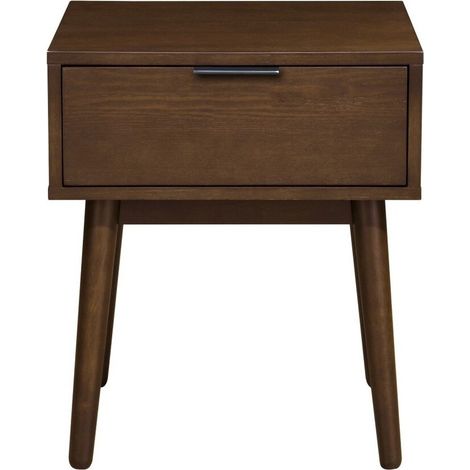 Mesilla de noche Houston 971, Nuez, Número de cajones: 1, Número de puertas: 0, 53x45x40cm, MDF, Chapa de madera natural