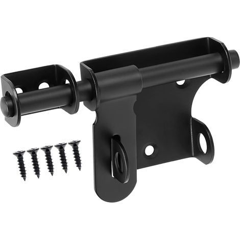 Loquet de Portail Coulissant Avec trou de Cadenas, Verrou à Boulon Verrou Porte Coulissante, 6 Inch Verrou Porte Exterieur Serrure Porte, Loquet Porte de Fermeture Inox 15,2 cm (Noir)
