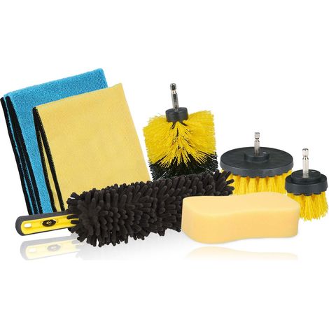 DUNLOP Kit de Nettoyage Roue pour Voiture 7 Pièces - Brosse Jantes Chenille, Éponge XL, 2 Microfibre 300gsm, Nettoyage Voiture (1/5)