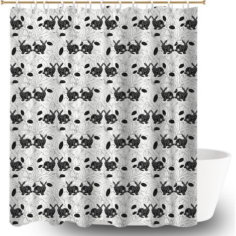 Ensemble rideau de douche polyester avec anneaux 180x180 pratique housse de baignoire pour une colocation (1/5)