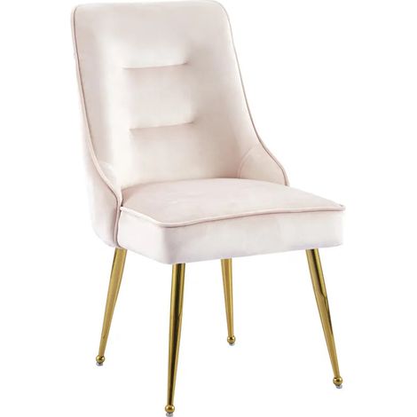 Lot de 2 chaises luxury ZIP en velours pieds Gold - Rose (1/4)