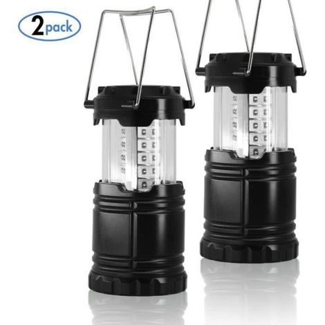Lot de 2 Lanterne LED Pliable, 30 Ampoules, Portable, Alimenté par Piles AA, pour Camping, Randonnée, Jardin (1/3)