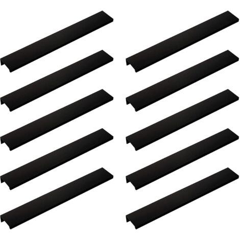 (10 Stück, Schwarz) Unsichtbarer langer Türgriff für Schrank, 200 mm lang, schwarzer Kantengriff ohne Perforation (1/5)