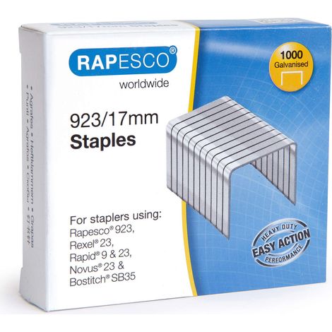 Rapesco 1240 Punti Galvanizzati Professionali Tipo 923/17 mm, Confezione da 1000