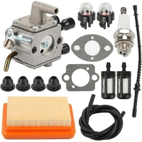 Vergaser für Freischneider, passend für Stihl FS120, FS200, FS250, FS300, FS350, FR350, FR450 und FR480. Luftfilter-Set für Vergaser, Ersatz für Vergaser 4134 120 0653 für Freischneider.