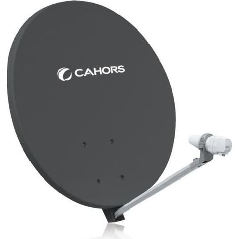 CAHORS Parabole Gris FIBRE Multisatellite avec Support BISAT G2 Sans LNB